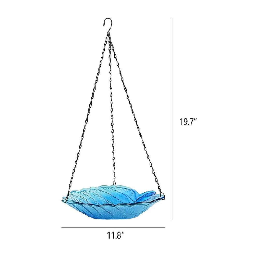 Hanging Blue Glass Birdbath