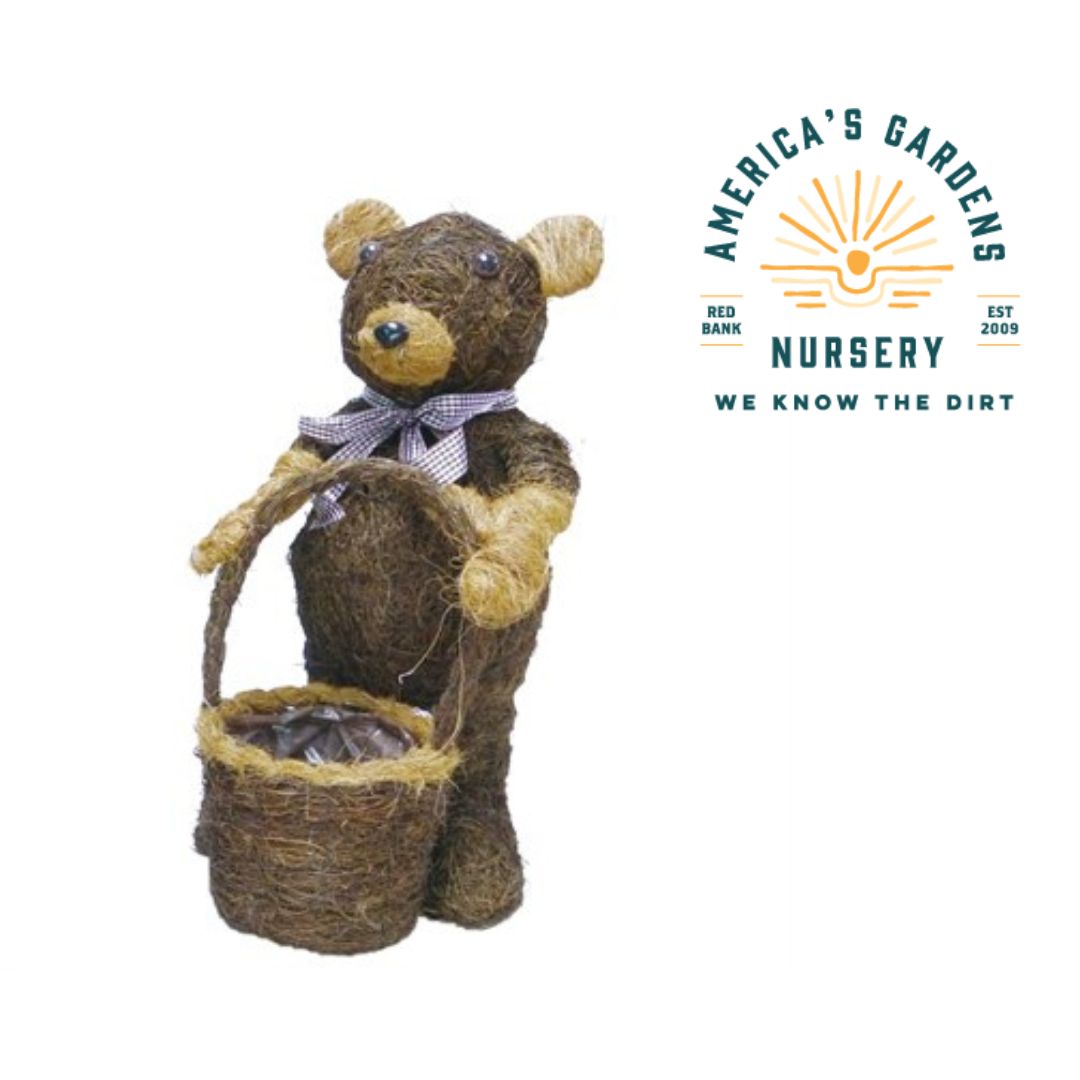 Straw Topiary Brushwood Bear Planter