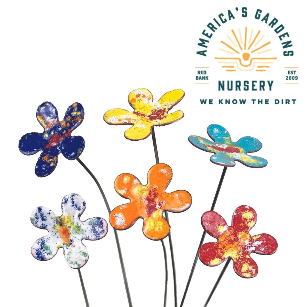 Small Copper Enamel Blooms & Hearts