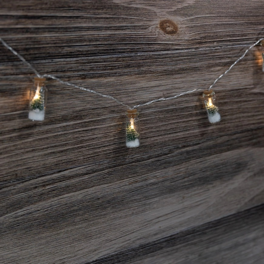 Mini String Lights in Glass Bottle - Christmas Trees