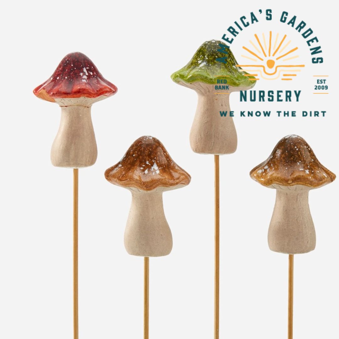 Ceramic Mushroom Plant Picks