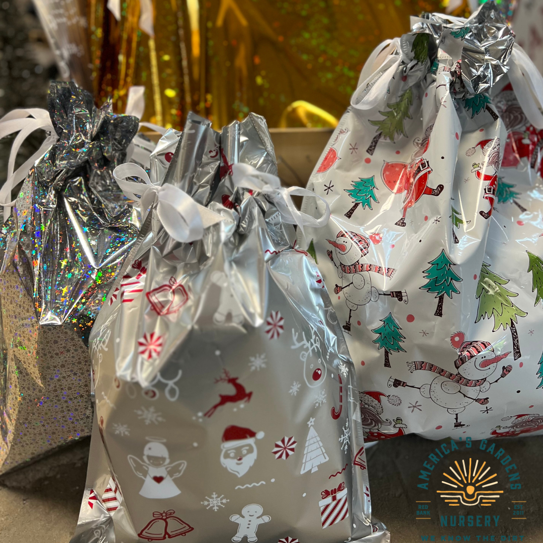 Wrapables Christmas Gift Foil Drawstring Bag