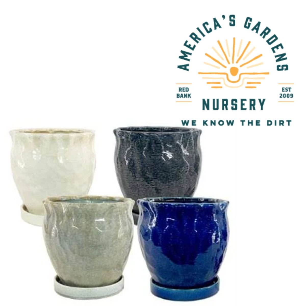 Hammered Cache Pots w/Saucers - America's Gardens Nursery