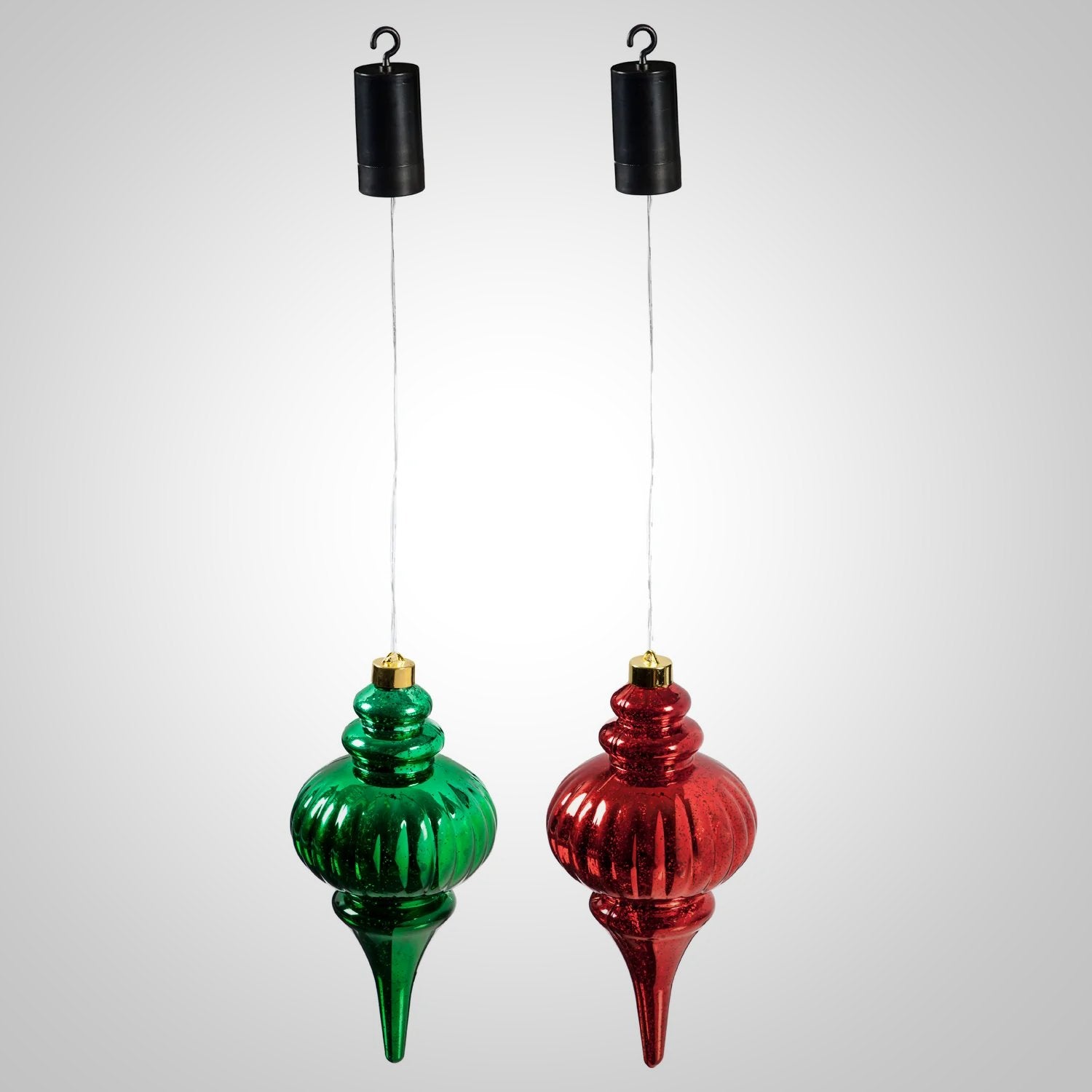 11in Finial Shatterproof Battery Operated White Chasing Light LED Ornament