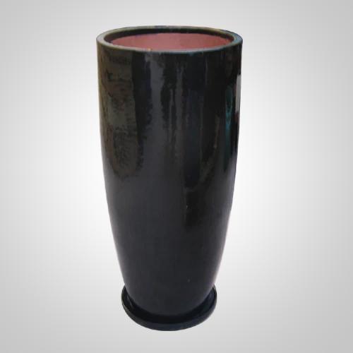 Tall Round Taper Planter, Black
