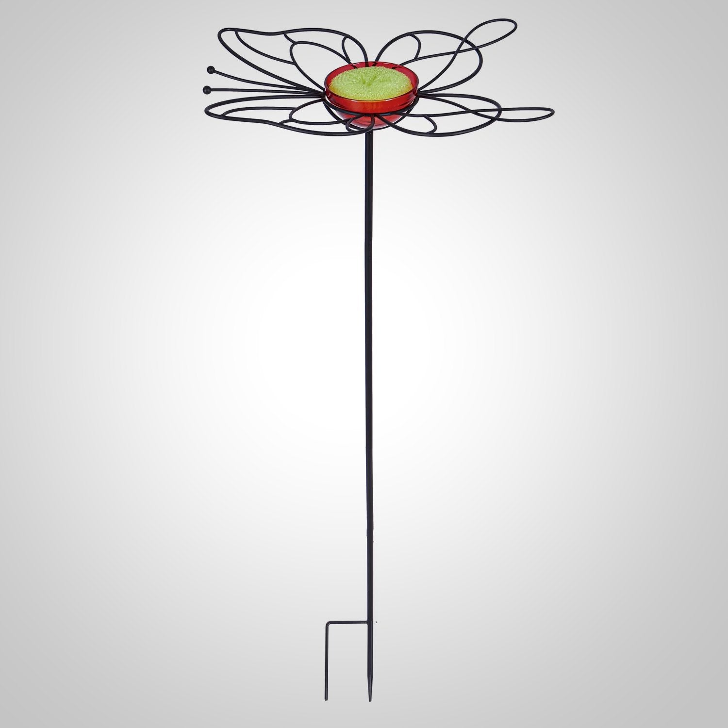 Red Garden Stake Butterfly Feeder