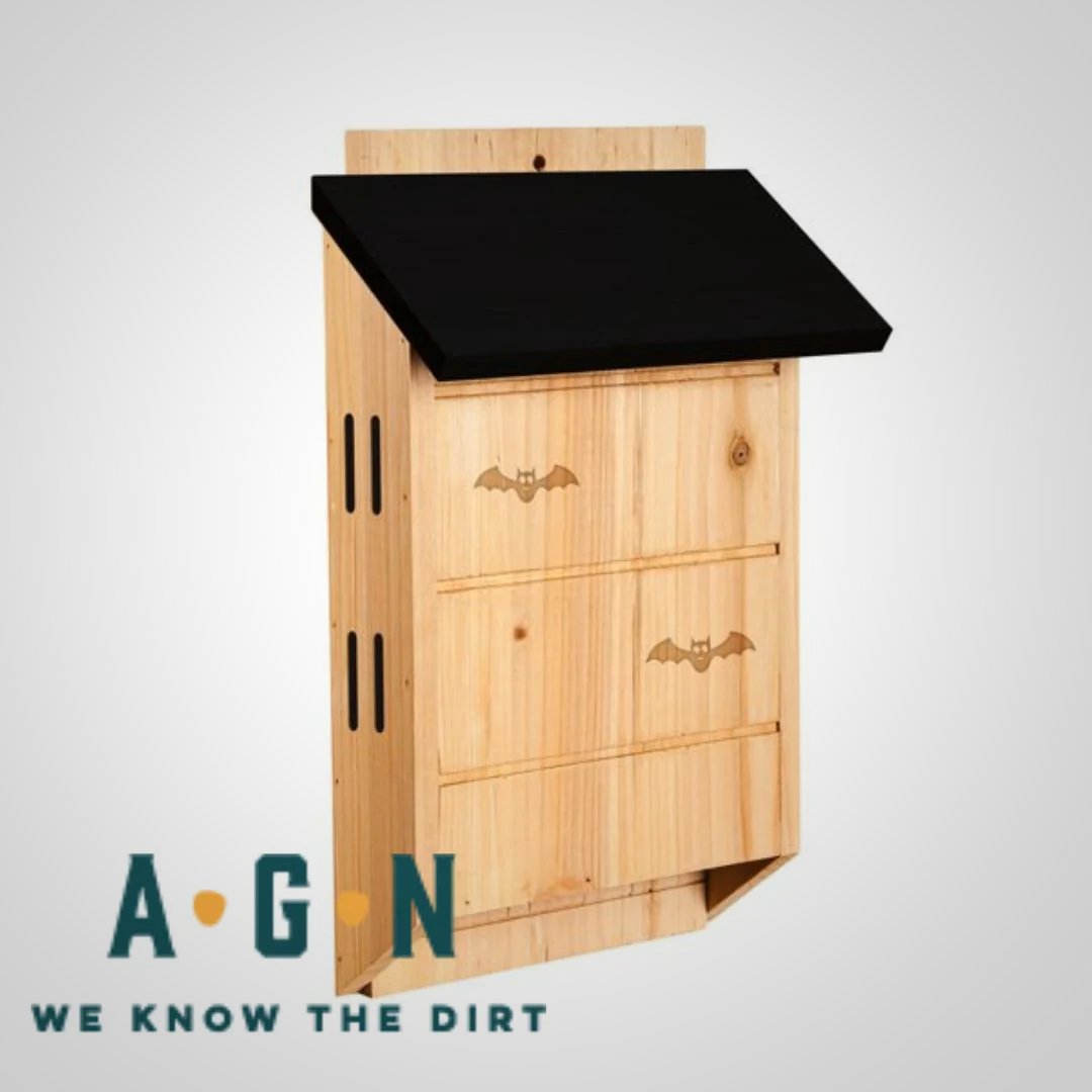 Natural Wood Bat House w/Black Roof