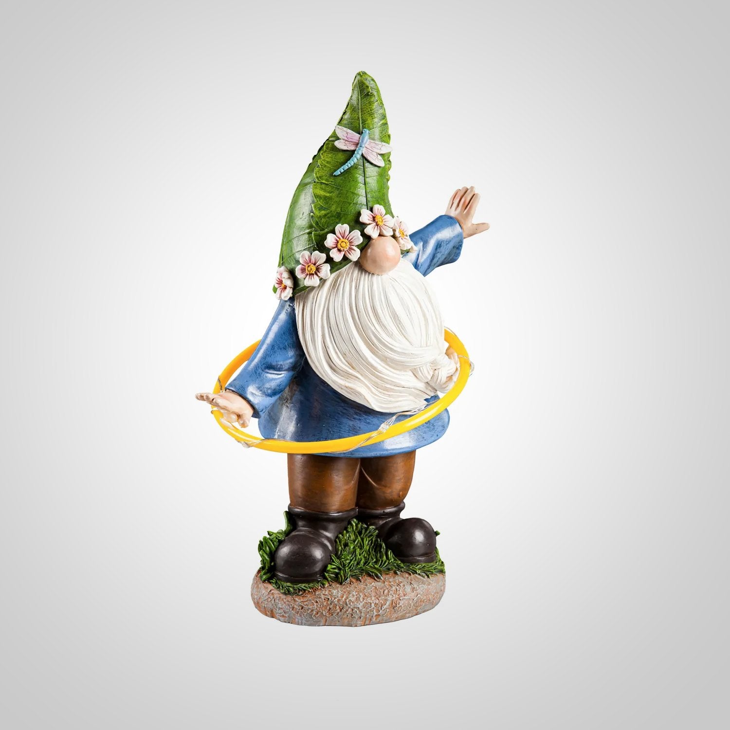 Chasing Lights Solar Hula Hoop Garden Gnome Statuary