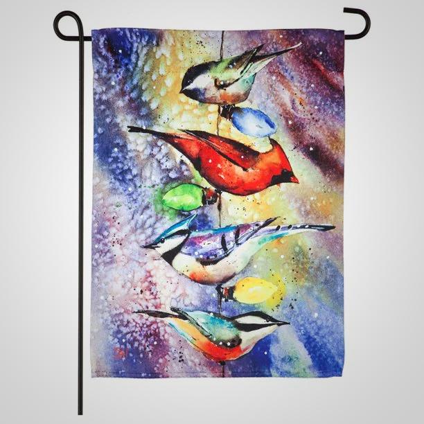 Holiday Chirpers Garden Suede Flag