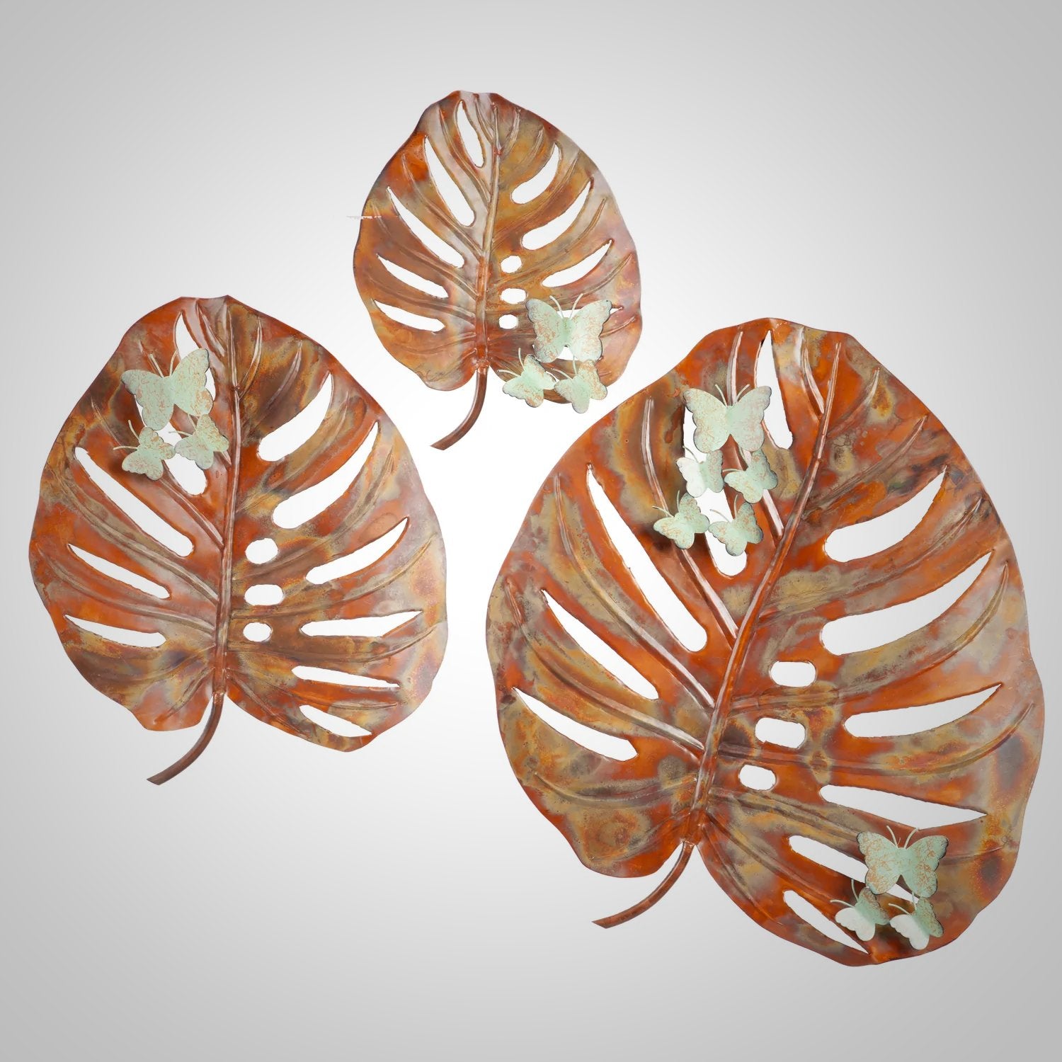 Palm Leaf Outdoor Metal Wall Décor, Set of 3
