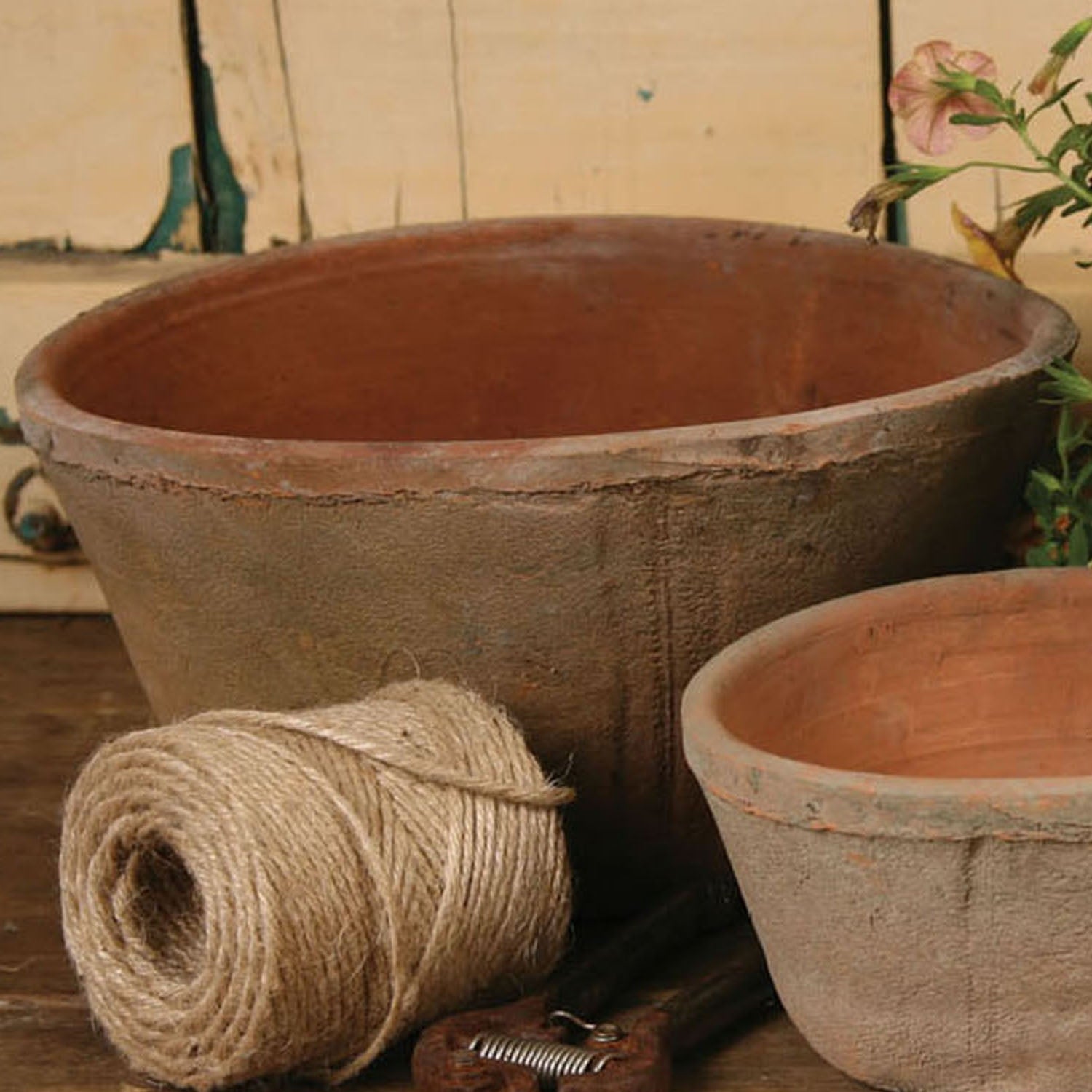 Rustic Red Antique Terra Cotta Rose Pot