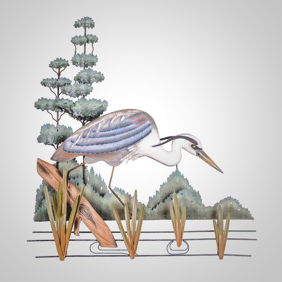 Stalking Great Blue Heron Metal Wall Art