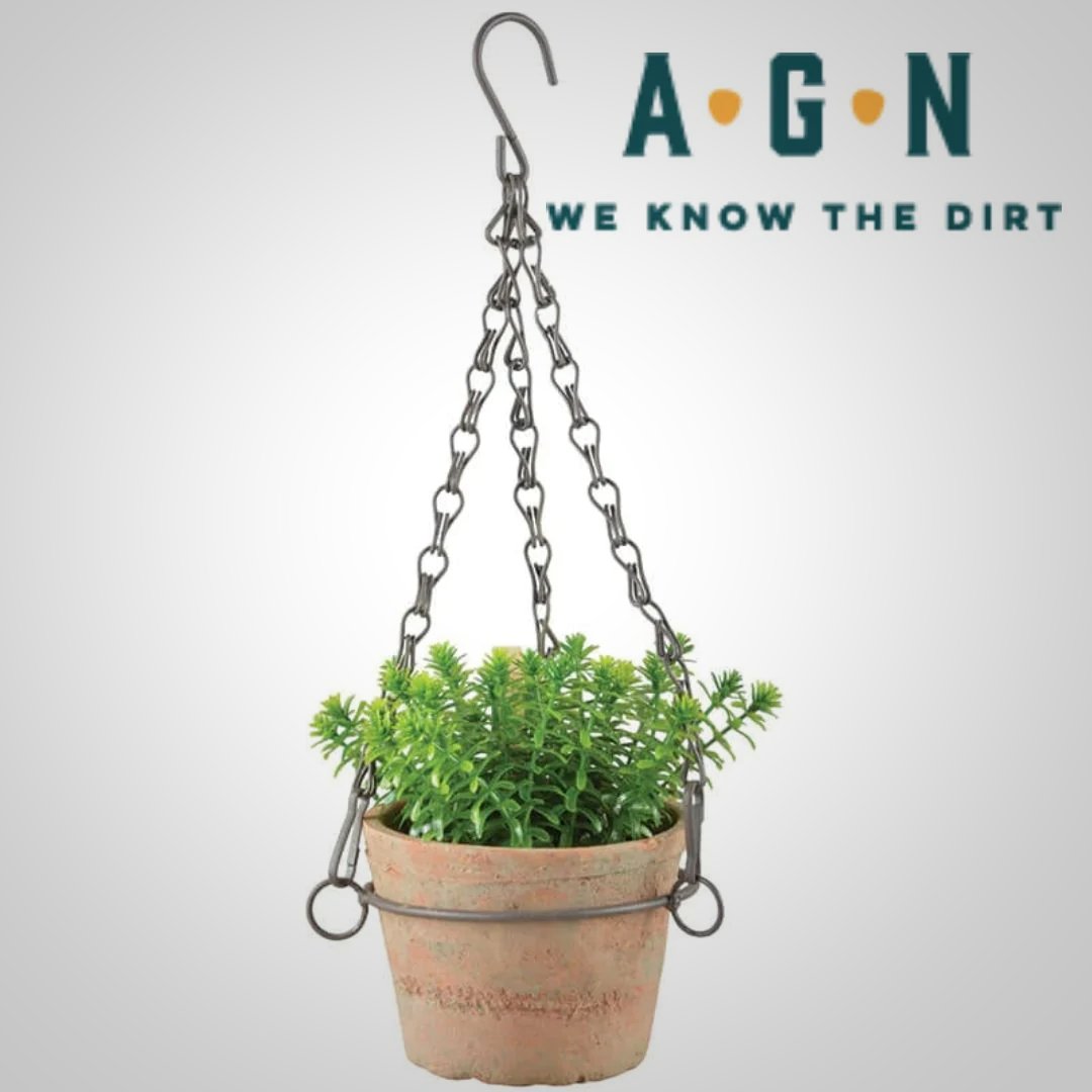 Aged Terracotta Hanging Flower Pot - Small
