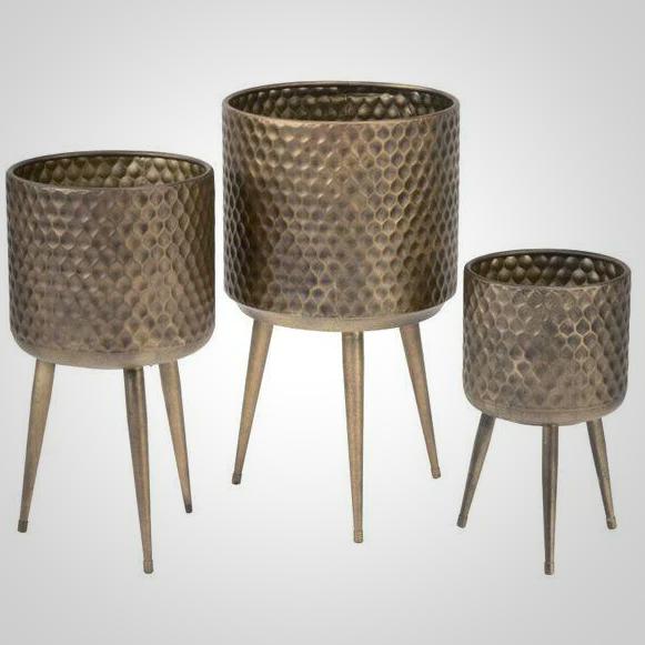 Textured Metal Bins/Plant Buckets