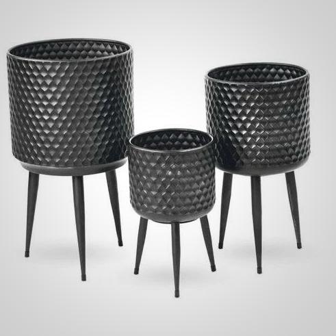 Textured Metal Bins/Plant Buckets