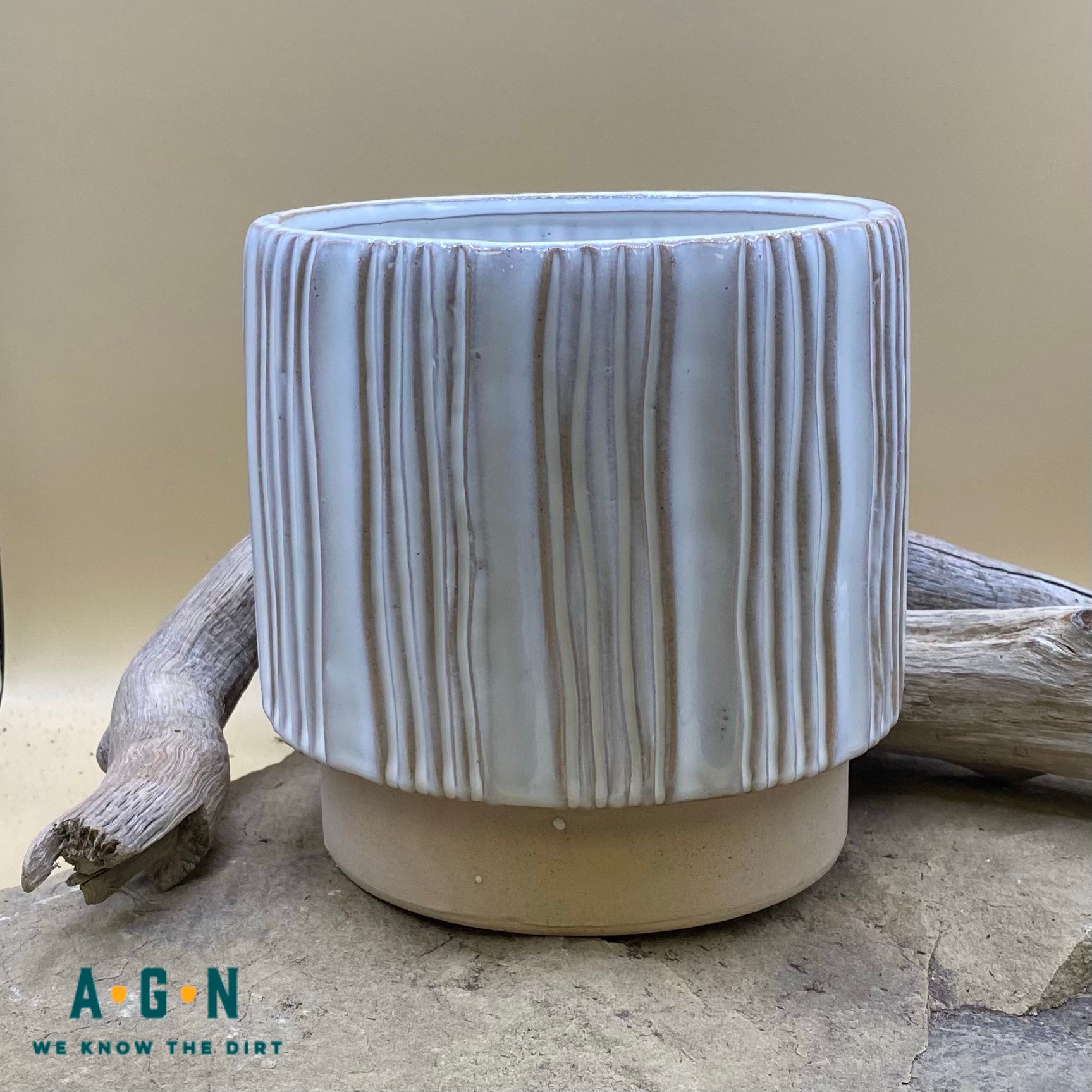Ramos Vertical Stripe Cachepot 6in