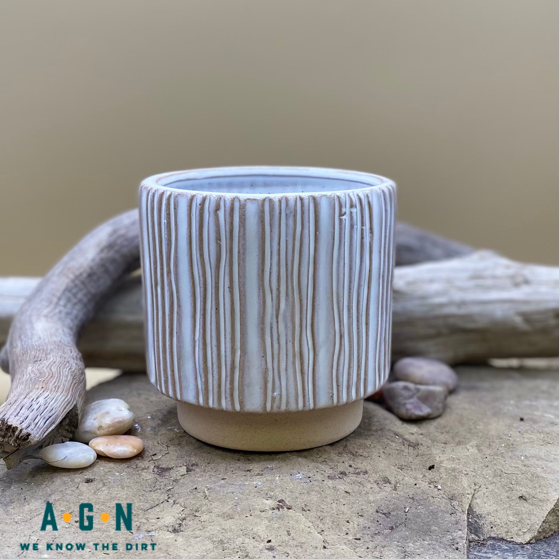 Ramos Vertical Stripe Cachepot 4in
