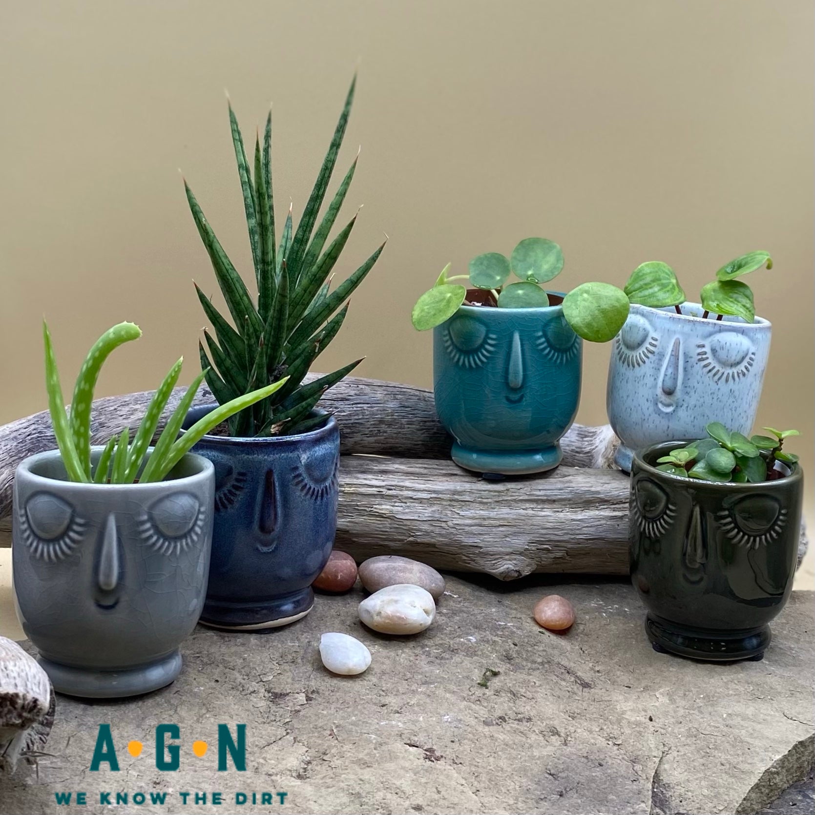 Face Pot w/Closed Eyes