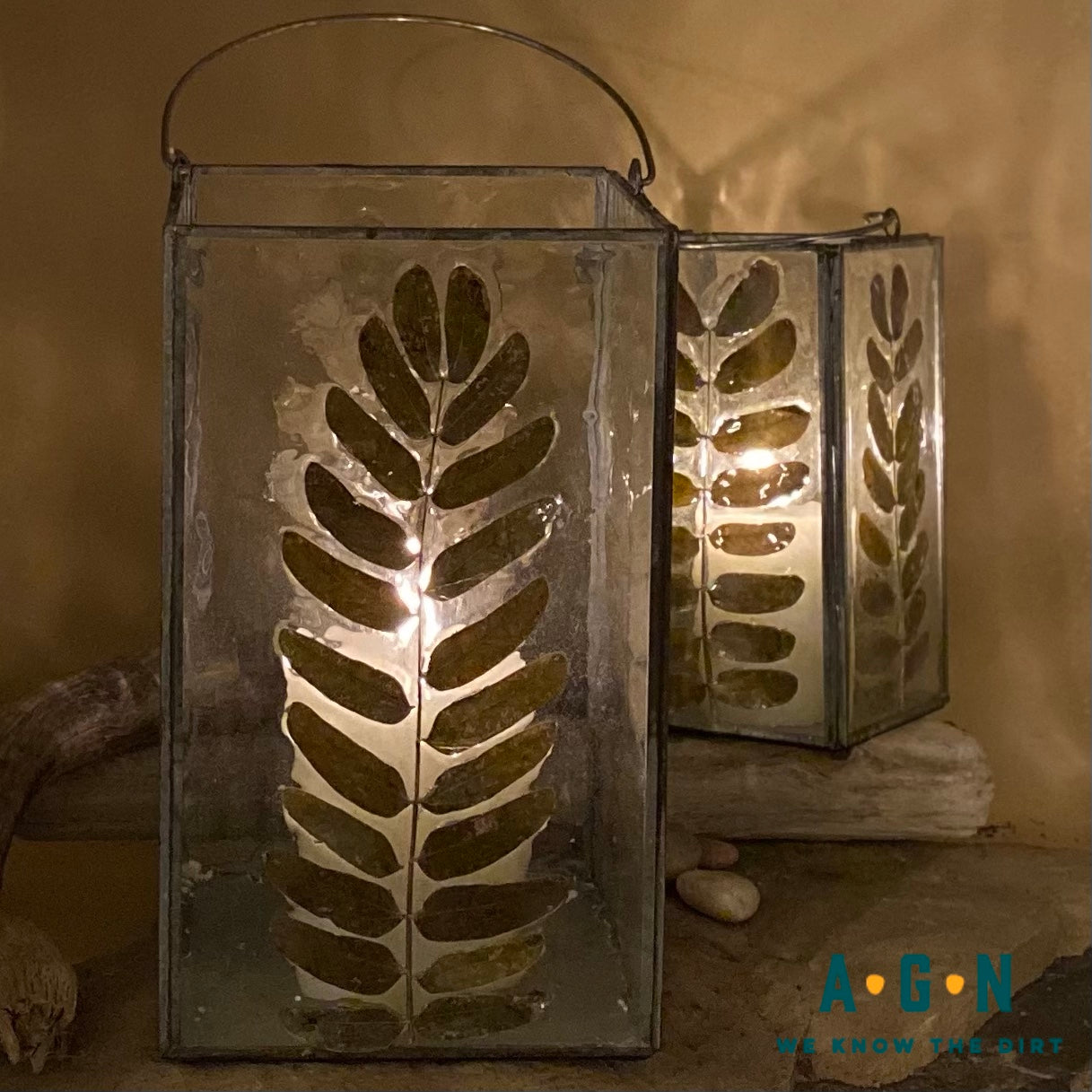 Enameled Hurricane Green Leaf Lrg Square