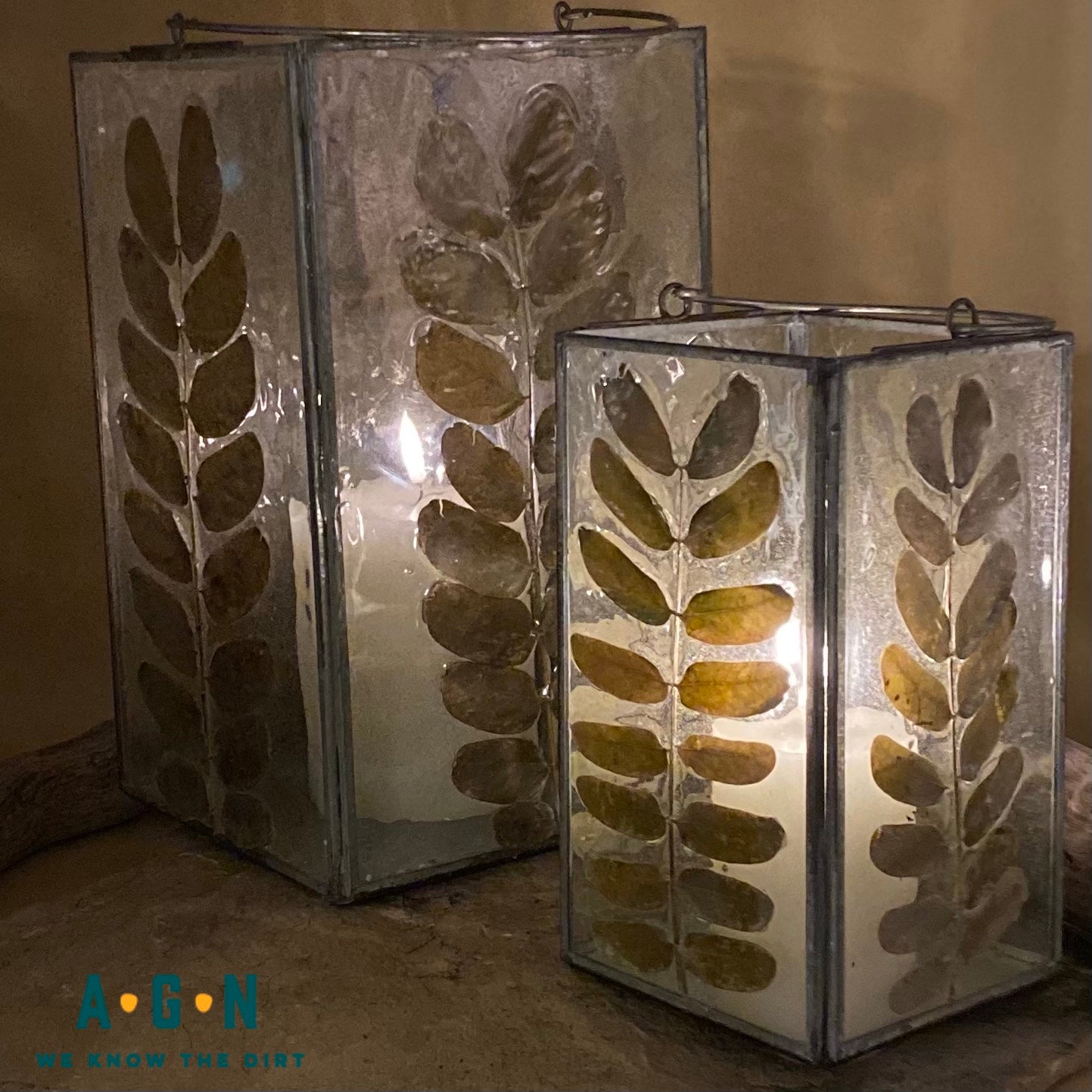 Enameled Hurricane Green Leaf Lrg Square