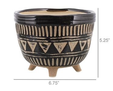 Apache Print Bowl Ceramic Black & Natural - America's Gardens Nursery