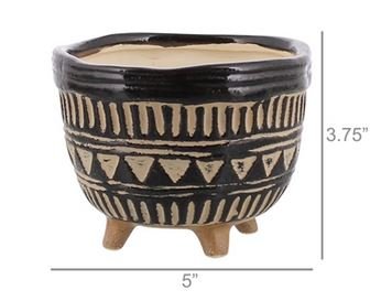 Apache Print Bowl Ceramic Black & Natural - America's Gardens Nursery