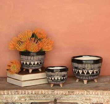 Apache Print Bowl Ceramic Black & Natural - America's Gardens Nursery