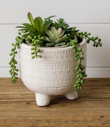 Foot Debossed Aztec Planter