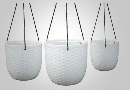 Hobnail Hanging Pot, White