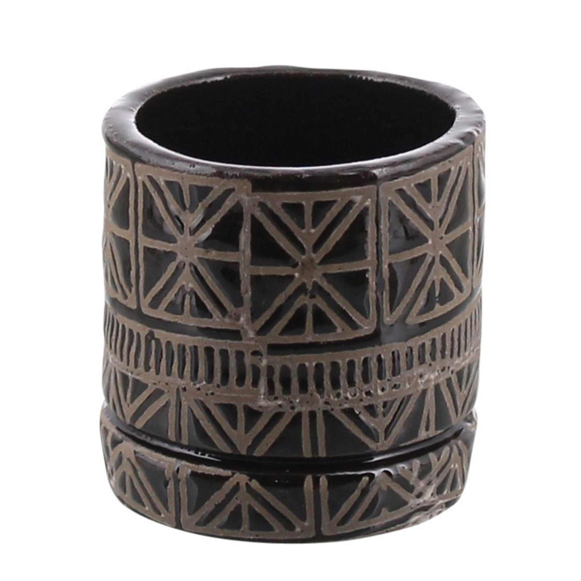 Cusco Ceramic Dark Brown & White Cachepot - America's Gardens Nursery