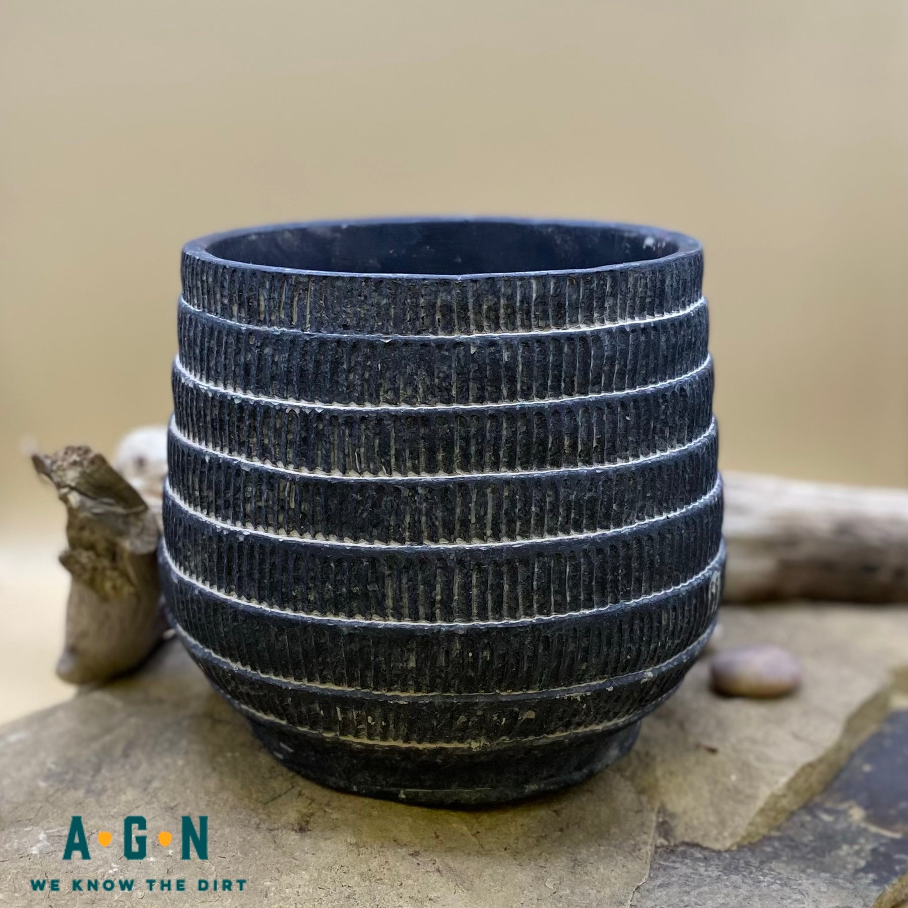Cyrus Cement Cachepot, Black - America's Gardens Nursery