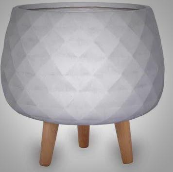 Diamond Finish Round Pot with Wood Legs