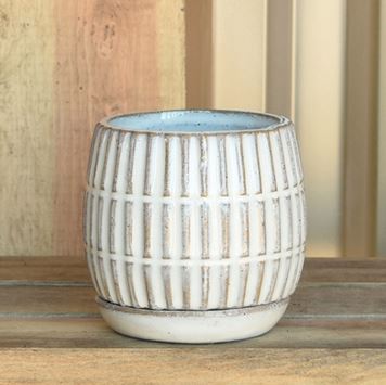 Ramos Linear Cachepot with Saucer Stoneware 2.5in