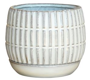 Ramos Linear Cachepot with Saucer Stoneware 4in
