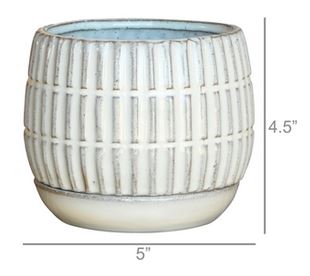 Ramos Linear Cachepot with Saucer Stoneware 4in