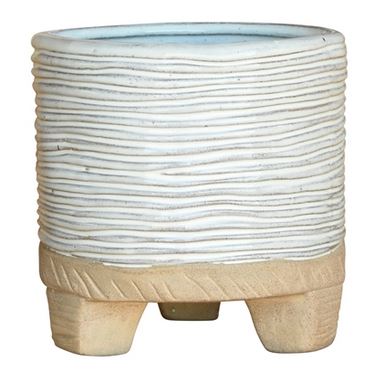 Ramos Horizontal Stripe Cachepot Stoneware 6in