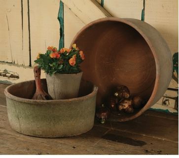 Rustic Red Antique Terra Cotta Grande Cylinders Set of 2