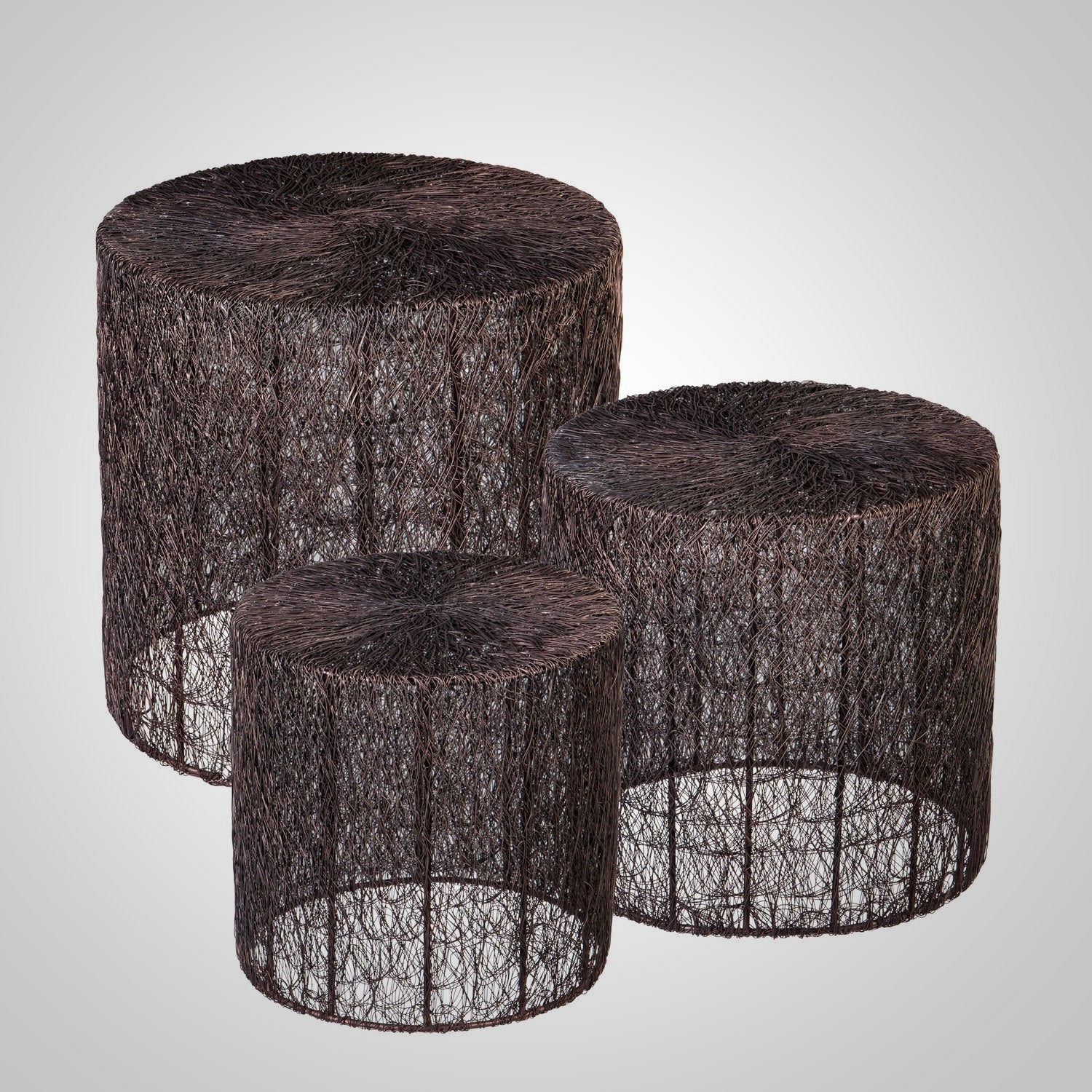 Iron wire stool with black nickel finish - America's Gardens Nursery
