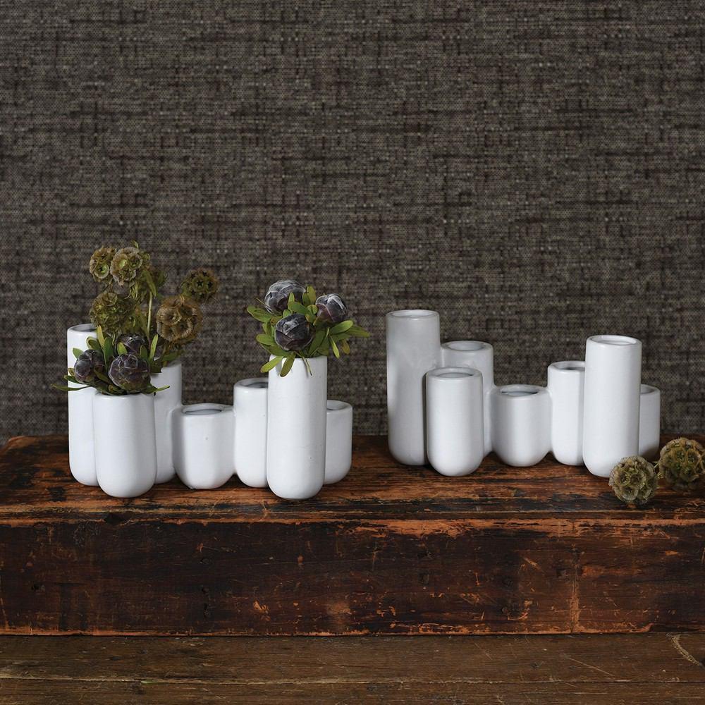 Luna Ceramic Bud Vase Cluster Matte White - America's Gardens Nursery