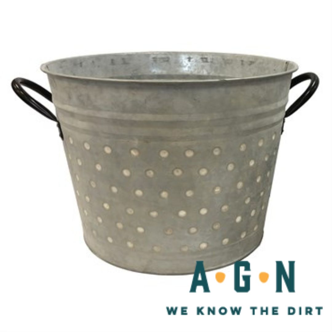White Metal Planter With Dots