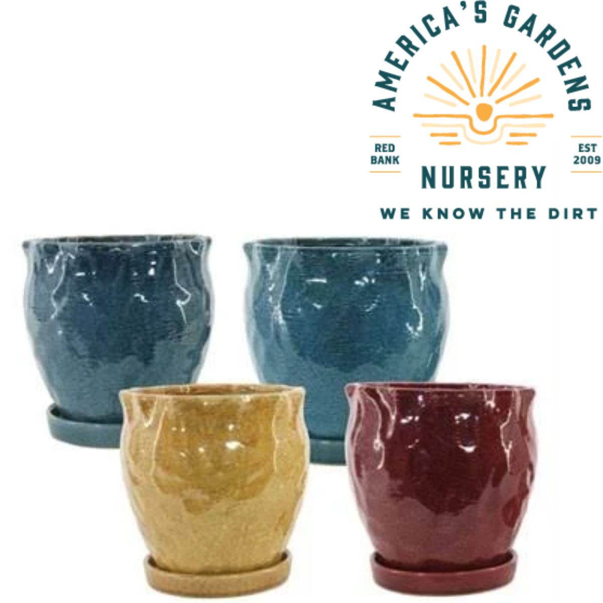Hammered Cache Pots w/Saucers - America's Gardens Nursery