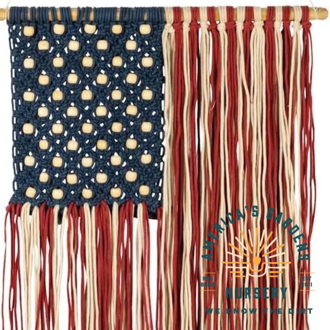 Hanging Macrame Wall Hanging USA Flag - America's Gardens Nursery