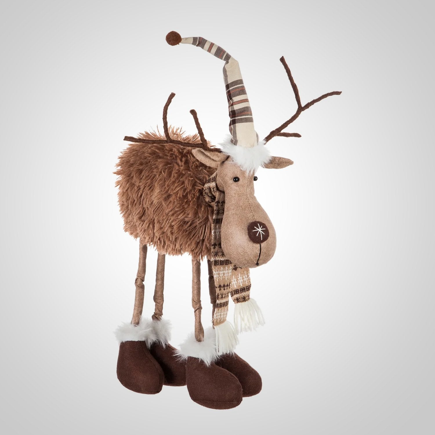 Standing Fabric Moose with Hat and Scarf Tabletop Decor
