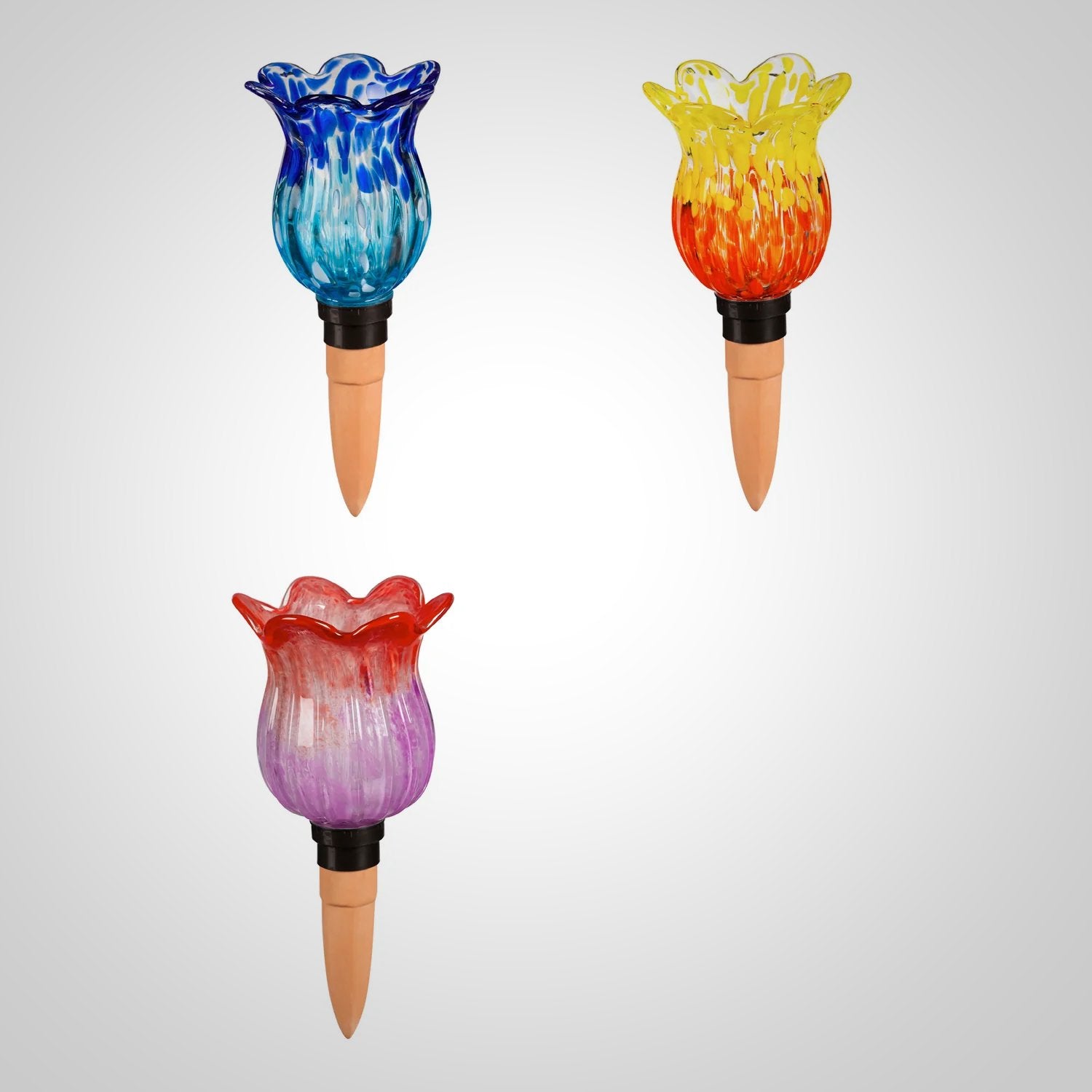 Art Glass Flower Watering Globe with Terracotta Spike