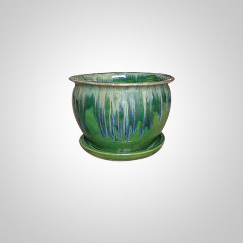 Fishbowl Fusion Planter, Blue Over Green
