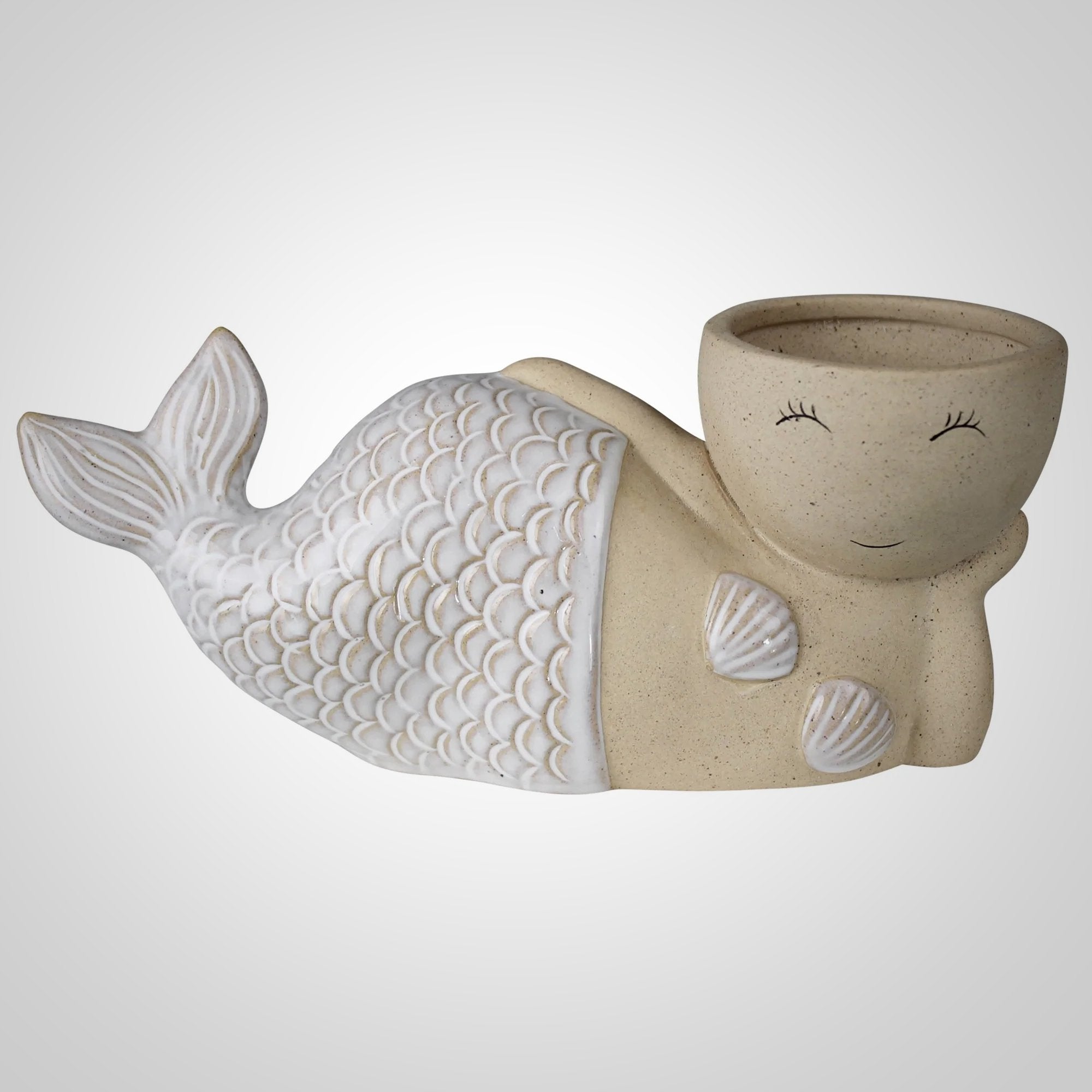 Laying Mermaid Ceramic Cachepot