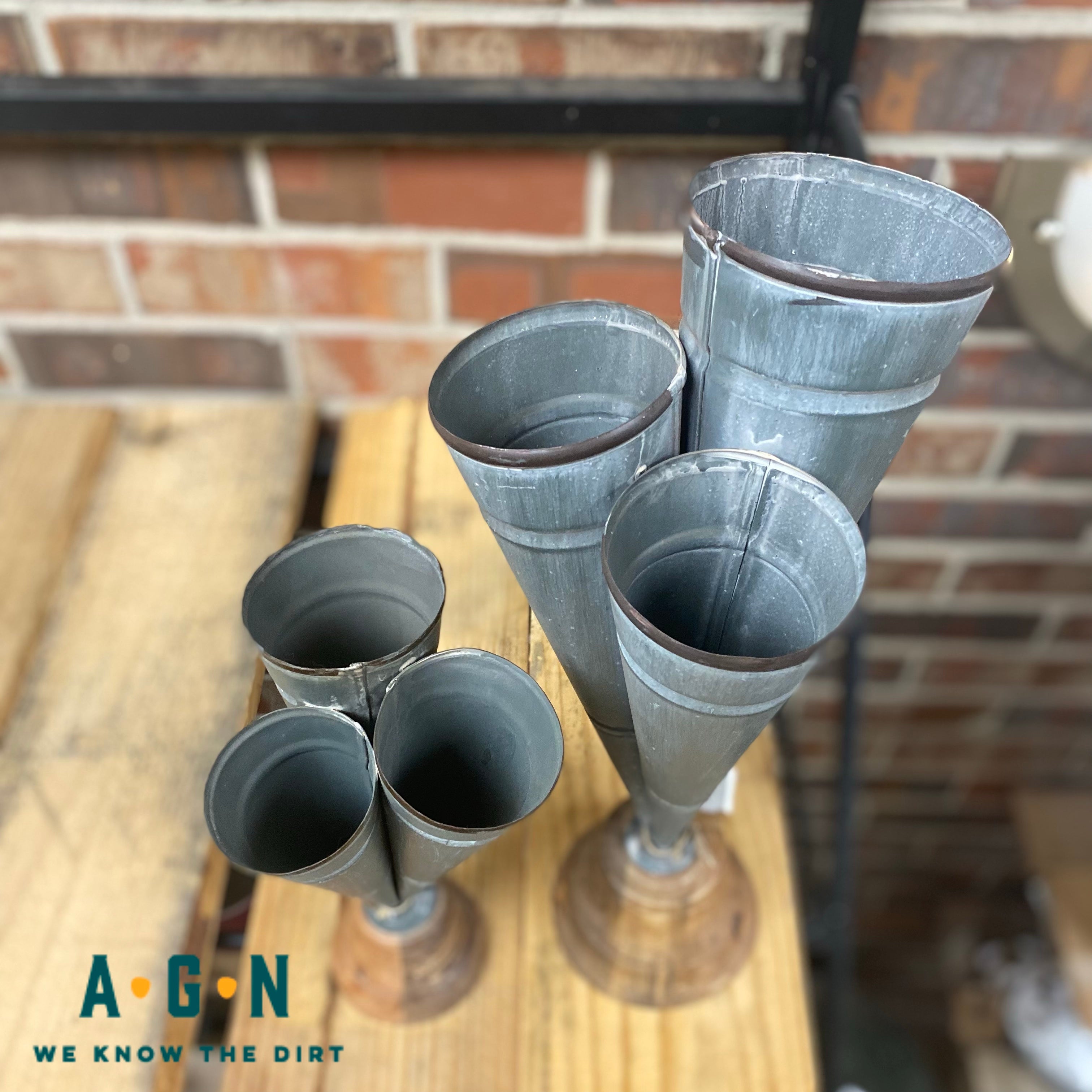 Conical Tin Triple Vase