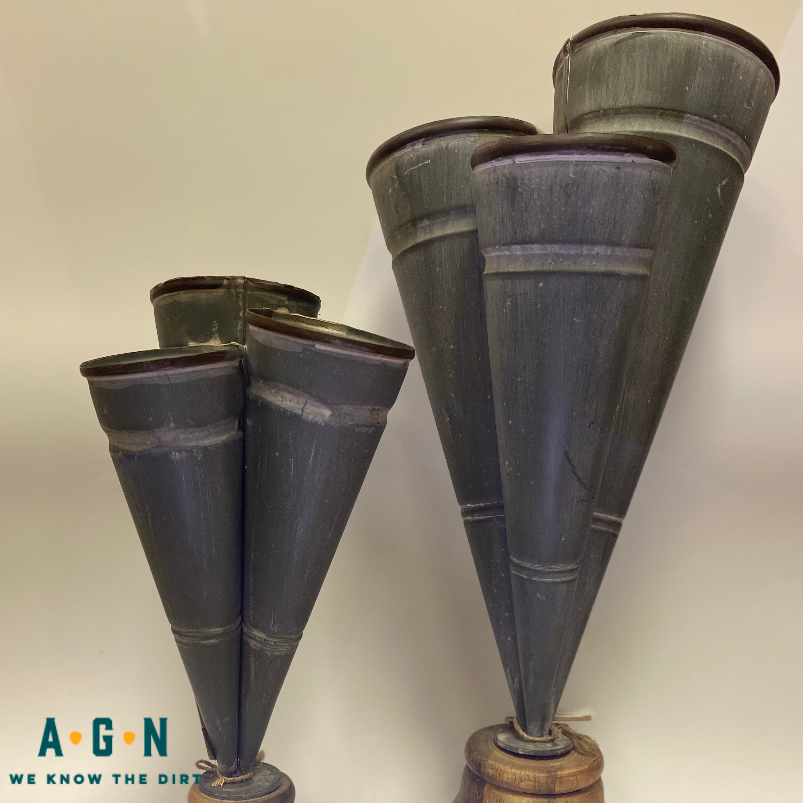 Conical Tin Triple Vase