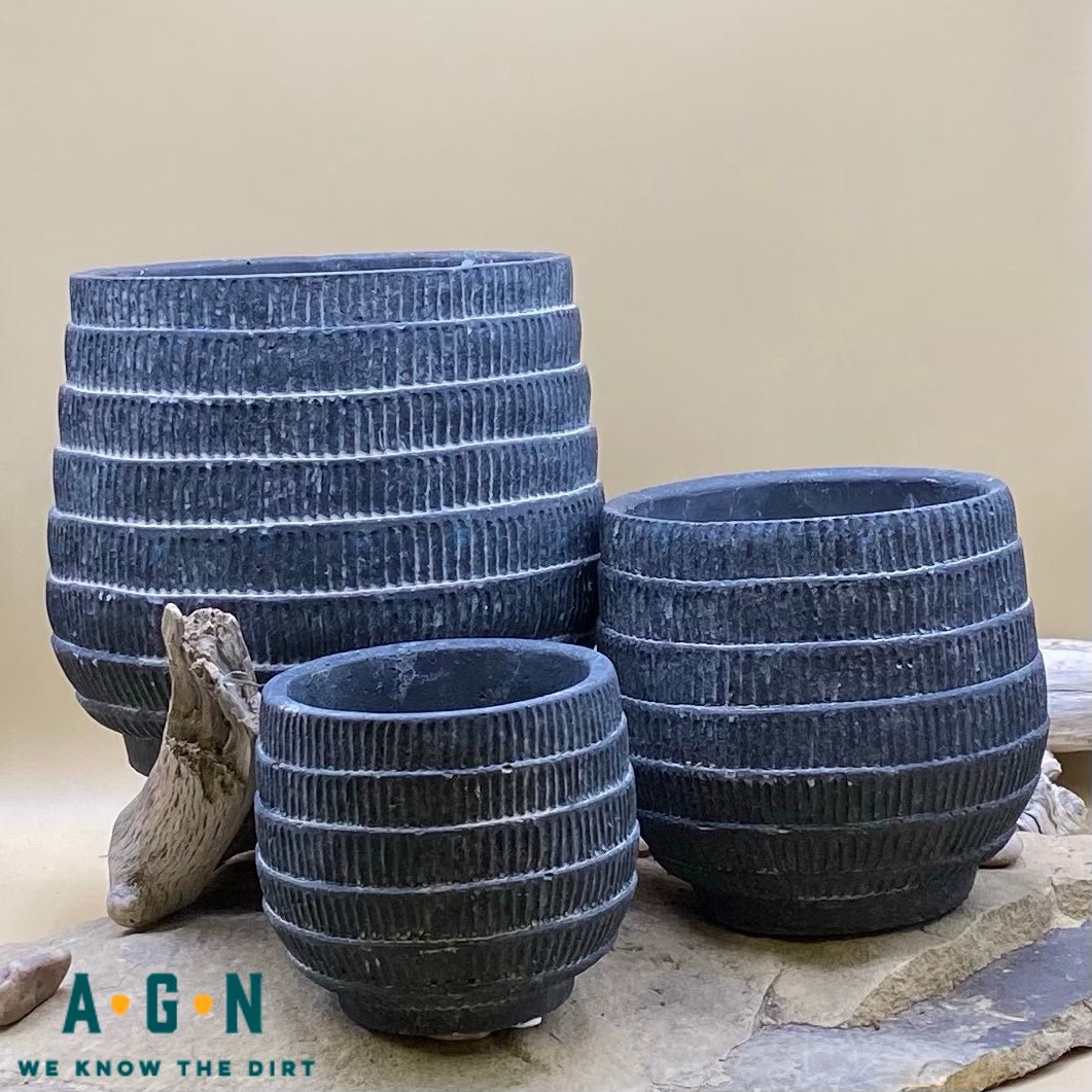 Cyrus Cement Cachepot, Black - America's Gardens Nursery