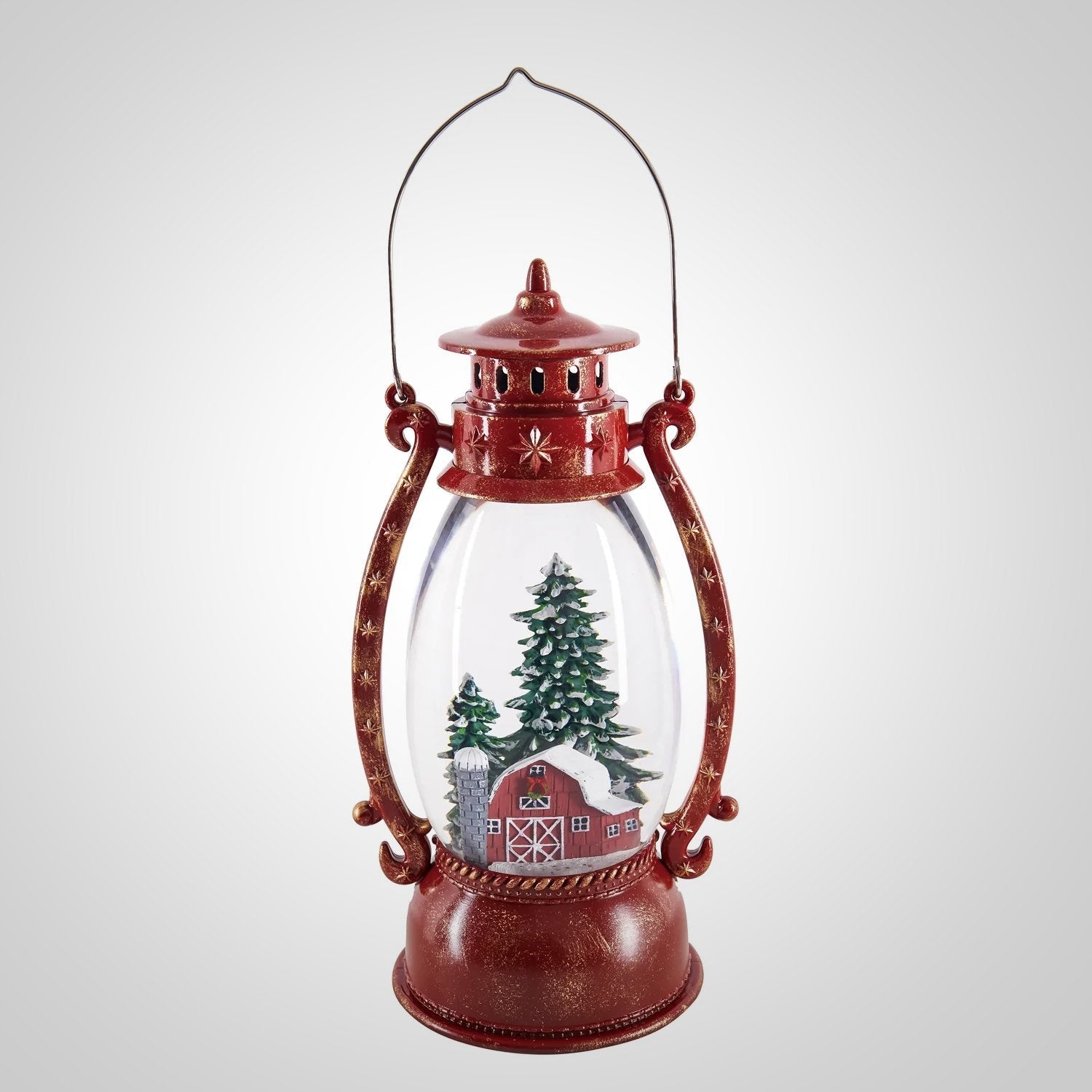 LED Water Lantern with Holiday Farmhouse Scene - America's Gardens Nursery